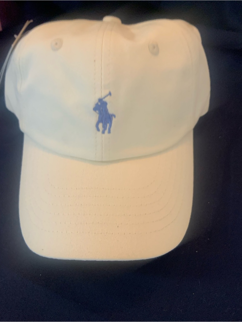 Ralph Lauren Cream Cap with Blue Polo Logo - Picture 2 of 13